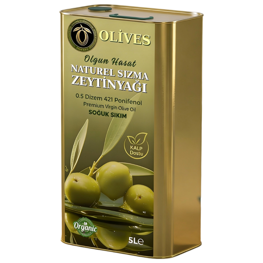 2025_2026 0.5 Dizem Naturel Soğuk Sıkım 421 penefenol Olgun Hasat Premium Zeytinyağı 5 Lt.