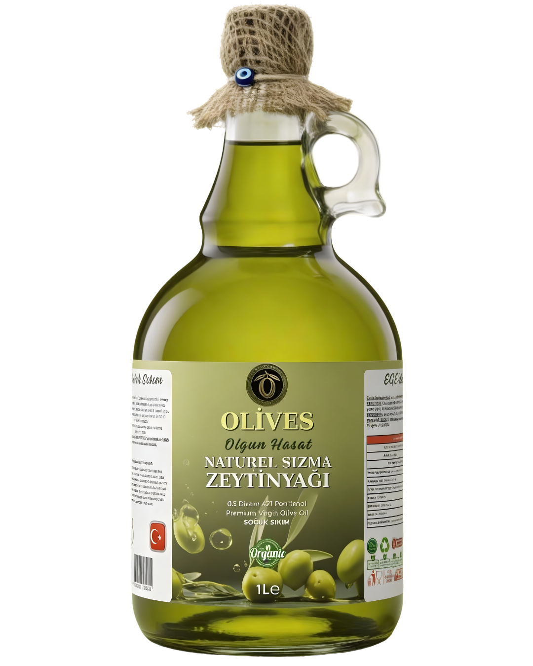 2025_2026 Naturel Soğuk Sıkım 0.5 Dizem 421 penefenol Olgun Hasat Premium Zeytinyağı 1 Lt. Cam Şişe