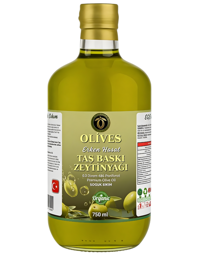 2025_ 2026 Domat memecik 486 polifenol Erken Hasat Premium soğuk sıkım Zeytinyağı 750 Ml. Cam Şişe
