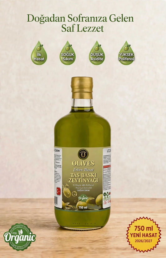 2026_2027 Memecik Erken Hasat Soğuk Sıkım Taş Baskı Premium 486 polifenol 750 ml