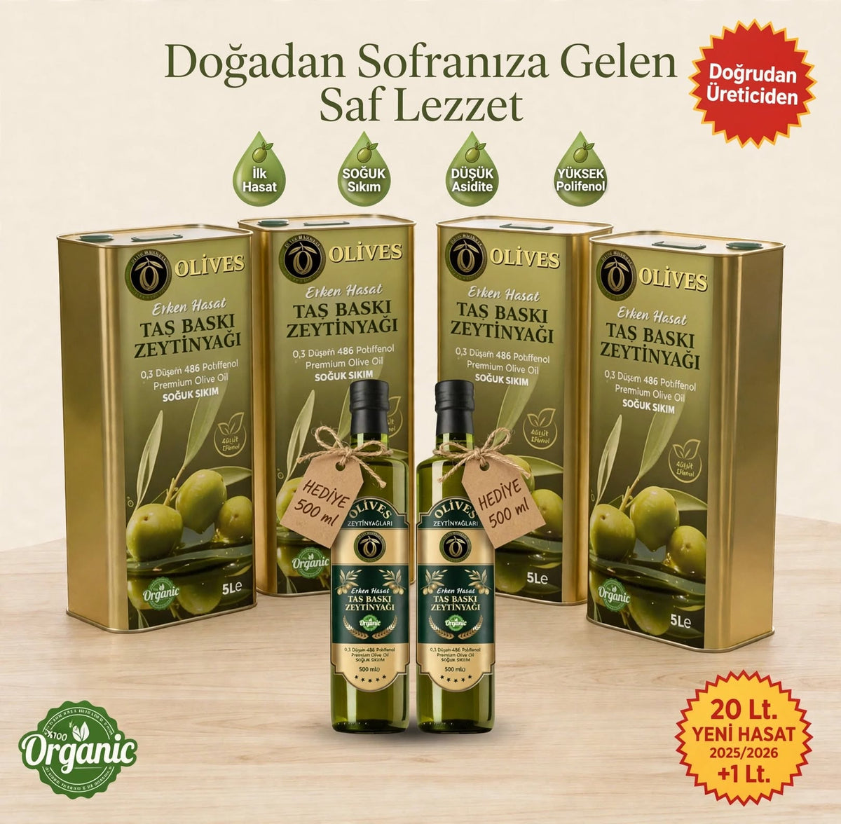2026_2027 Memecik Erken Hasat Soğuk Sıkım Taş Baskı Premium Zeytinyağı