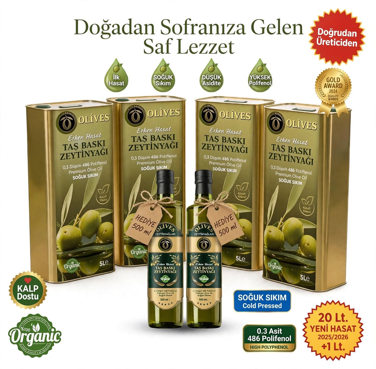 2026_2027 Memecik Erken Hasat Soğuk Sıkım Taş Baskı Premium Zeytinyağı