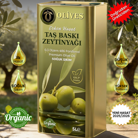 2025_2026_ Domat memecik Soğuk sıkım Premium 5 Lt. Taş Baskı 0.3 dizem 486 polifenol