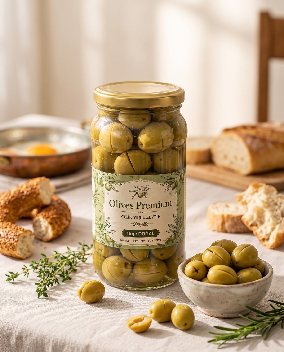 Çizik Yeşil Zeytin 1 kg — Olives Premium (yaşam)