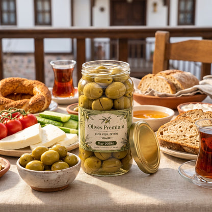 Çizik Yeşil Zeytin 1 kg — Olives Premium (Ege sofrası)