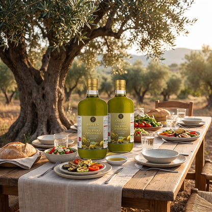 Erken Hasat Taş Baskı Zeytinyağı 9 × 1 L Cam Şişe — Olives Premium (Ege sofrası)