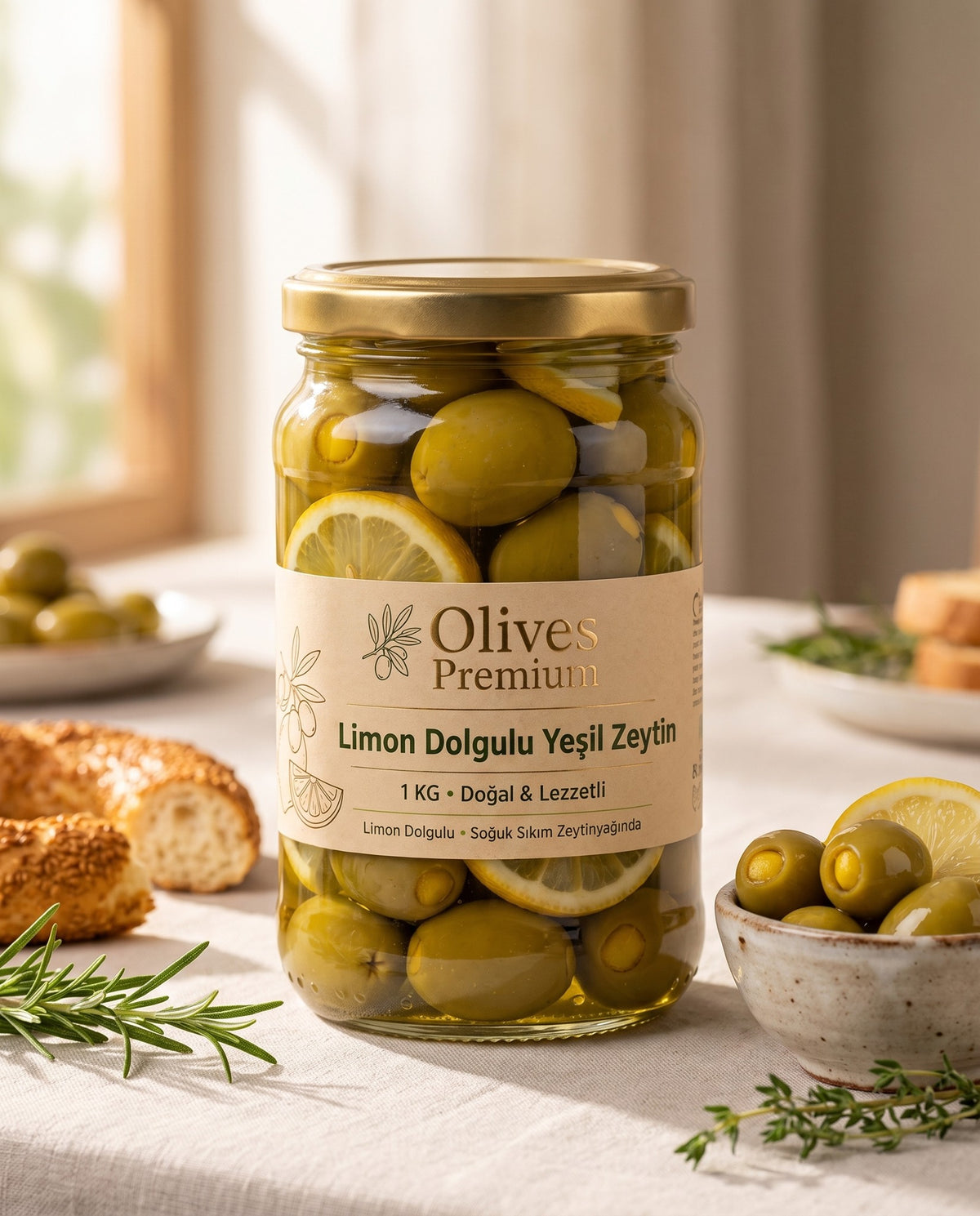 Limon Dolgulu Yeşil Zeytin 1 kg — Olives Premium (yaşam)