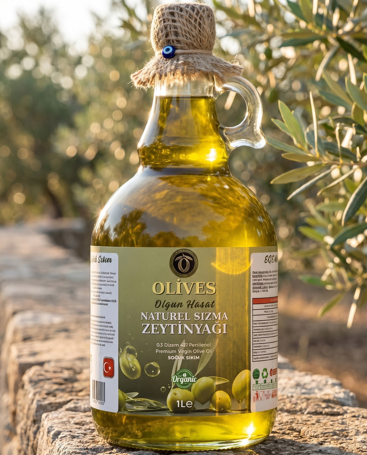 Olgun Hasat Natürel Sızma Zeytinyağı 1 L Kulplu Cam Galon — Olives Premium (yaşam)