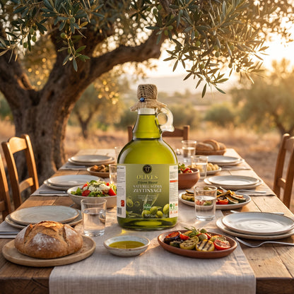 Olgun Hasat Natürel Sızma Zeytinyağı 1 L Kulplu Cam Galon — Olives Premium (Ege sofrası)