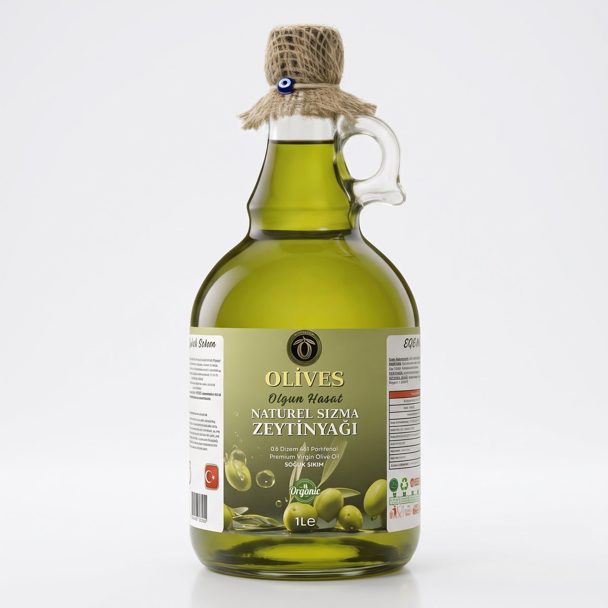 Olgun Hasat Natürel Sızma Zeytinyağı 1 L Kulplu Cam Galon — Olives Premium (stüdyo)