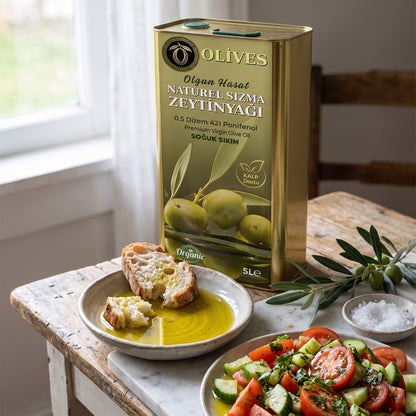 Olgun Hasat Natürel Sızma Zeytinyağı 5 L Teneke — Olives Premium (sofrada)