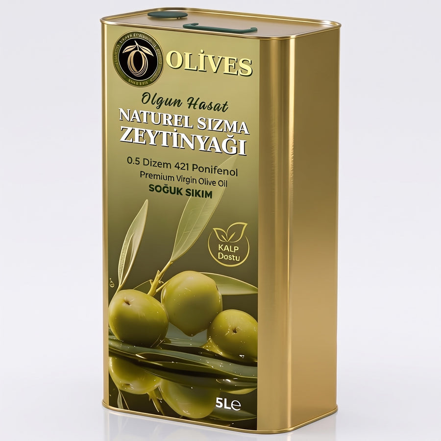 Olgun Hasat Natürel Sızma Zeytinyağı 5 L Teneke — Olives Premium (stüdyo)