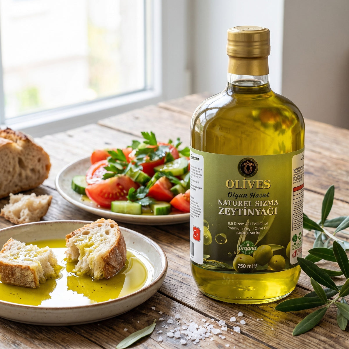 Olgun Hasat Natürel Sızma Zeytinyağı 750 ml Cam Şişe — Olives Premium (sofrada)