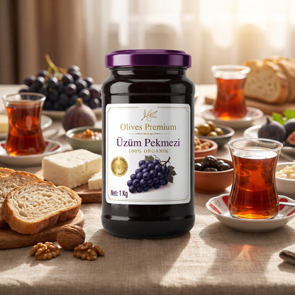 Şekersiz Kara Üzüm Pekmezi 1 kg — Olives Premium (Ege sofrası)