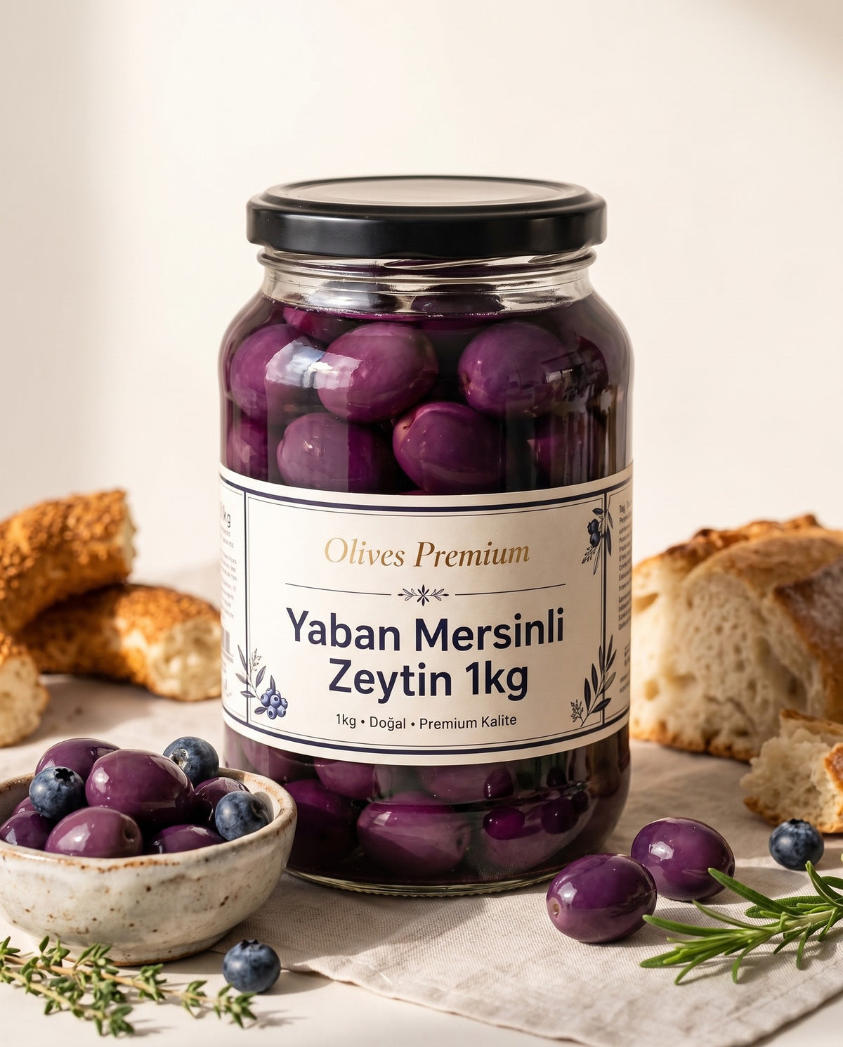 Yaban Mersinli Zeytin 1 kg — Olives Premium (yaşam)