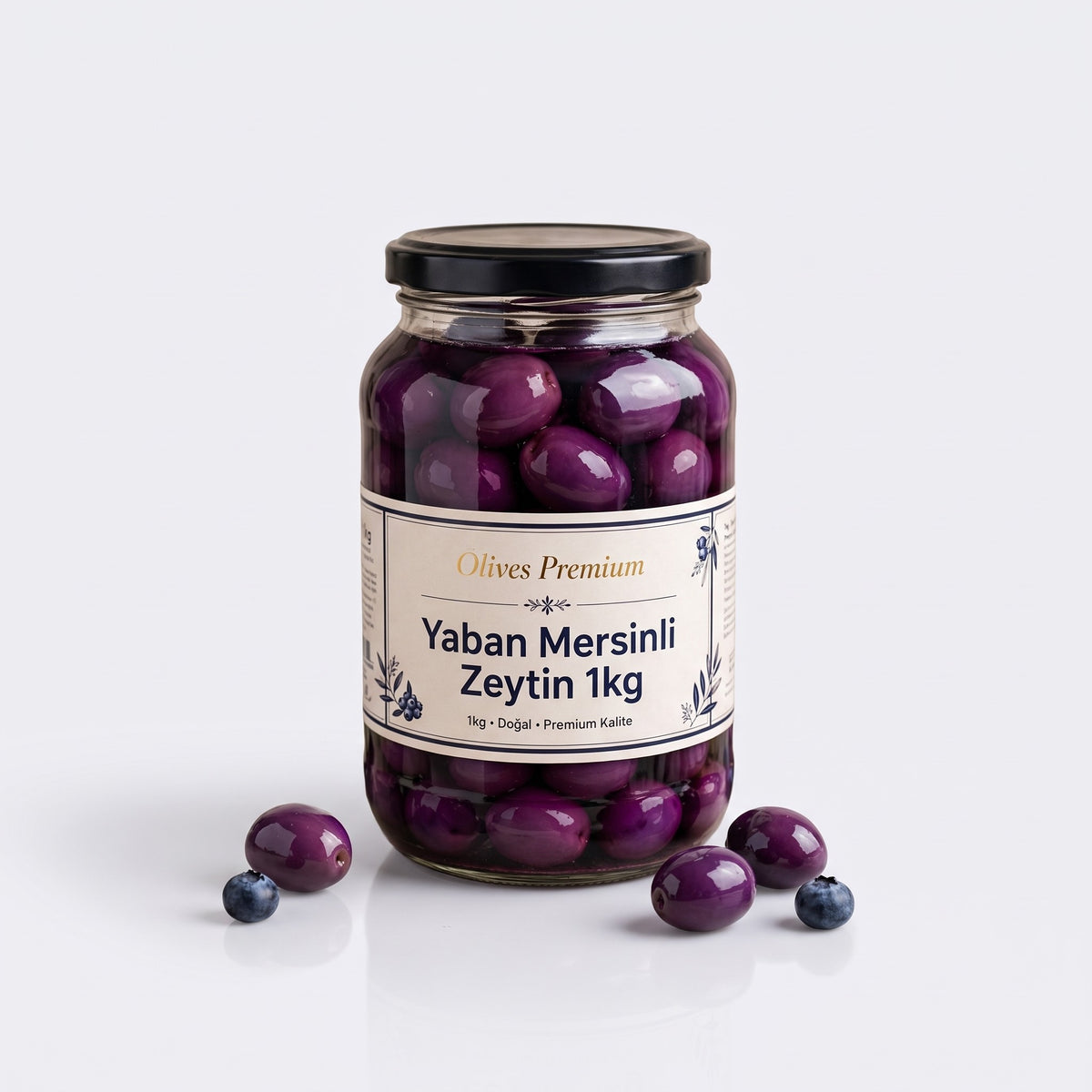 Yaban Mersinli Zeytin 1 kg — Olives Premium (stüdyo)