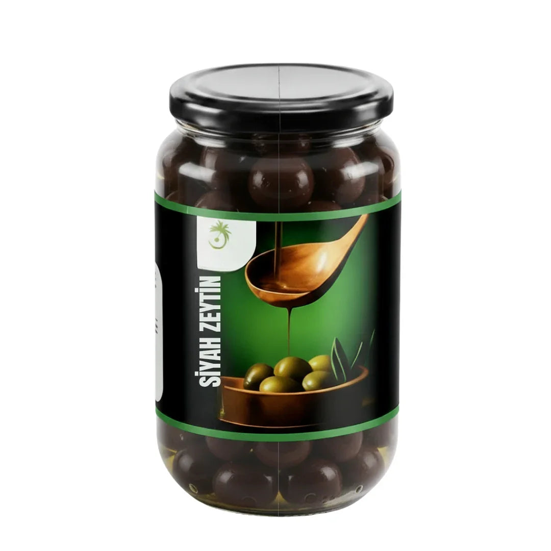 Cam kavanozda Olives Zeytinyağları siyah zeytin