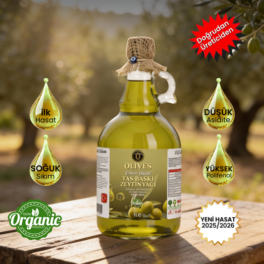 2025_2026  Ekim Ayı Yeni Hasat Premium Zeytinyağı 1 Lt. Cam Şişe